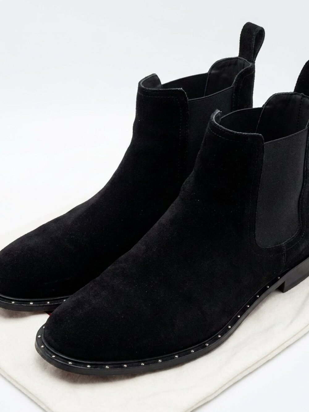Valentino Garavani Suede Soul Rockstud Chelsea Boots - Black - Men's Size 10